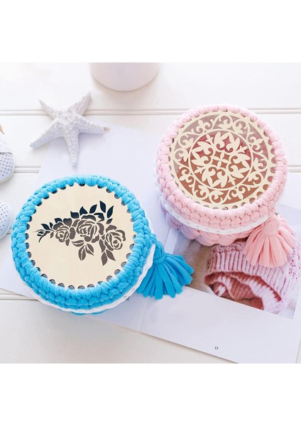 8 Adet Doğal Ahşap Tığ Sepeti Alt Içi Boş 5.4 Inç Daire Boş Ahşap Taban (Yurt Dışından) fırsatları