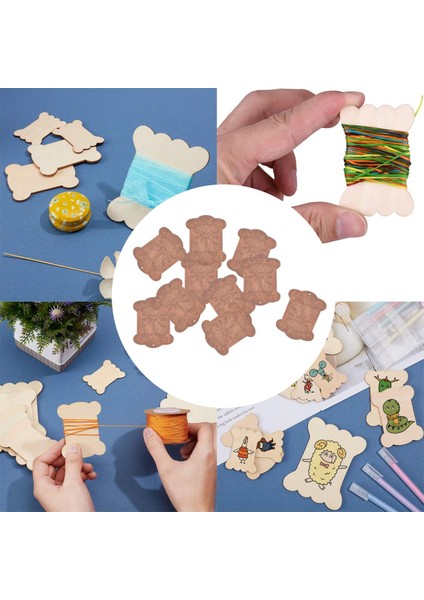 Ahşap Iplik Kart Nakış Ipliği Bobin Ipi Depolama Tutucu Sarma Buğday 10 Adet (Yurt Dışından) modelleri