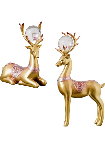 2x Figürleri Ren Ği Heykelleri Eserleri Süs Dekoratif Çift (Yurt Dışından)