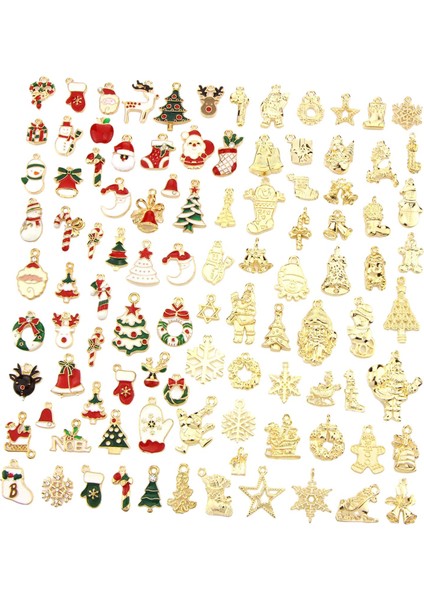 100 Noel Charms Kolye Dangle Takışım Bilezik Için (Yurt Dışından)