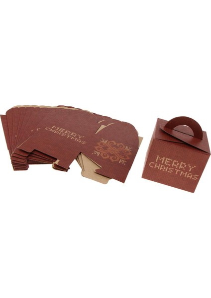 10 Noel Ş Kutuları 3.5''x3.5''4.7'' Kırmızı Kar Taneleri (Yurt Dışından)