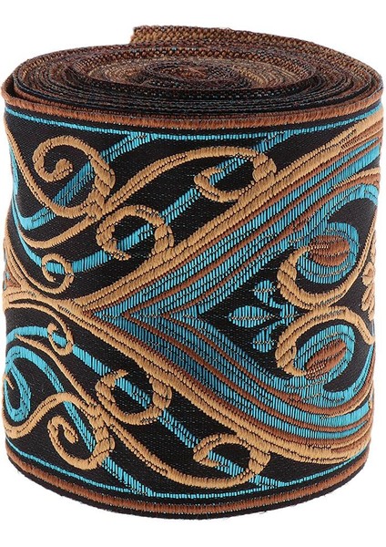 5 Metre Jakard Dokuma Dantel Nakış Dantel Giyim Şapkası 10CM Mavi (Yurt Dışından)