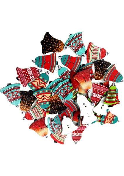 50 Noel Çan Şekli Ş El Sanatları Için Ahşap Düğ (Yurt Dışından)