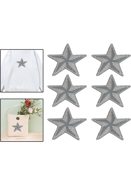 6 Adet Yıldız Şekli Yapay Elmas Yamalar Glitter Çıkartmalar Bling Dıy Aksesuar Gri (Yurt Dışından) modelleri