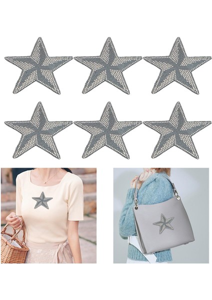 6 Adet Yıldız Şekli Yapay Elmas Yamalar Glitter Çıkartmalar Bling Dıy Aksesuar Gri (Yurt Dışından) indirimleri