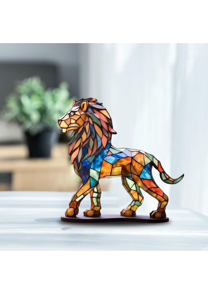 Metal Sanat Heykeli Renkli Figürler Taban Yapıtlı Hayvan Süs Hayvan Aslanı (Yurt Dışından) indirimleri