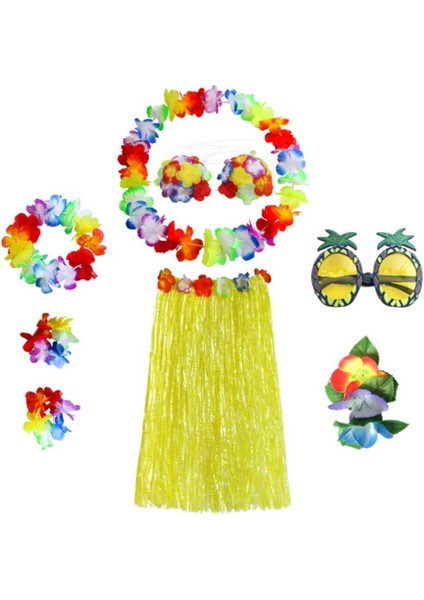 8'i 1 Çim Kolye Luau Parti Kostüm Sarı 60CM (Yurt Dışından)