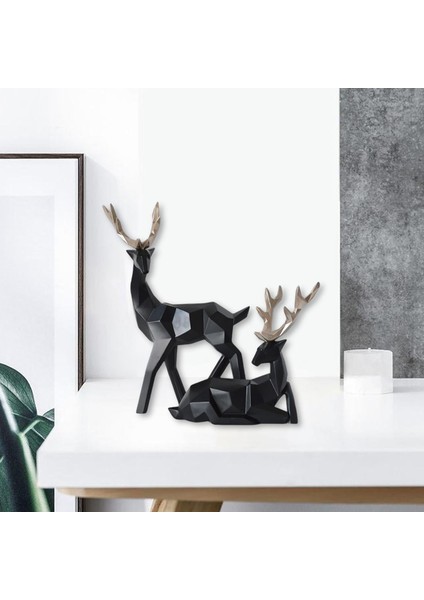 Geyik Heykelleri Minyatür Figürinler Heykel Modern Süsleme Raf Ev Için B_black (Yurt Dışından) modelleri