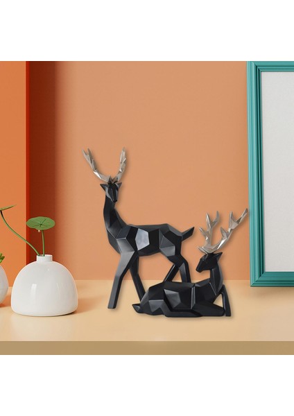 Geyik Heykelleri Minyatür Figürinler Heykel Modern Süsleme Raf Ev Için B_black (Yurt Dışından) indirimleri