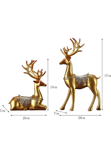 2pcs Ren Geyiği Figürinler Ev Tv Dolabı Dekorasyon Seçeneği Için Reçine Geyik Heykelleri 2-Altın (Yurt Dışından) fırsatları