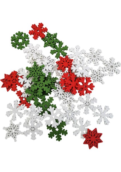 Festival Kartı Yapımı Kar Tanesi Için 50X Ahşap Noel Süslemeleri Çeşitli Renk (Yurt Dışından)
