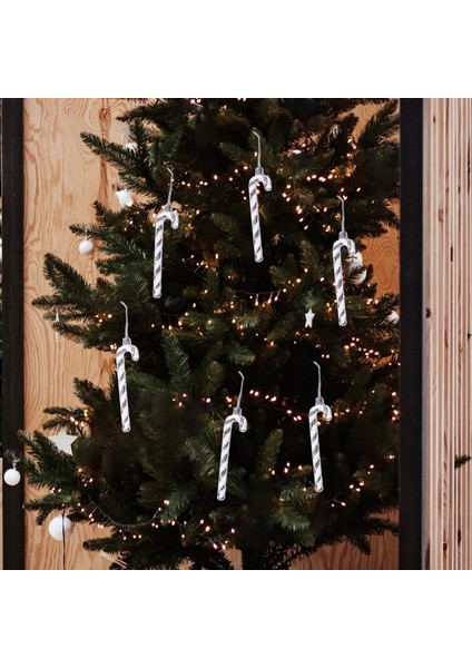 6x Noel Ağacı Şeker Kamışı Koltuk Değneği Dekorasyon Garland Argent Için Asılı Hediye Süsleme (Yurt Dışından)