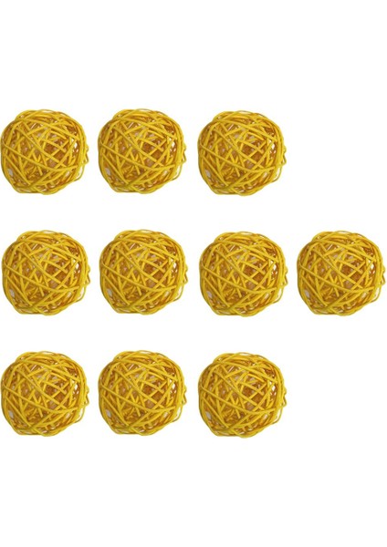 10 Delikli El Yapımı Dekoratif Hası Toplar Sarı (Yurt Dışından)