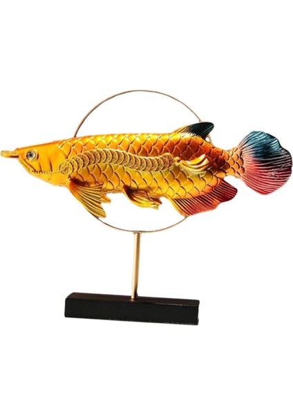 En Arowana Heykeli Reçine Figürin Orta Parçaları Dolap Odası Altın (Yurt Dışından)