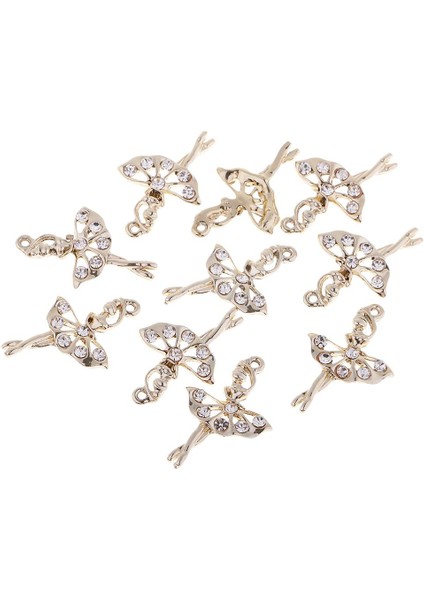 10 Adet Dıy Altın Rhinestone Bale Dansçı Kız Charms Kolye Dıy Takı (Yurt Dışından) indirimleri