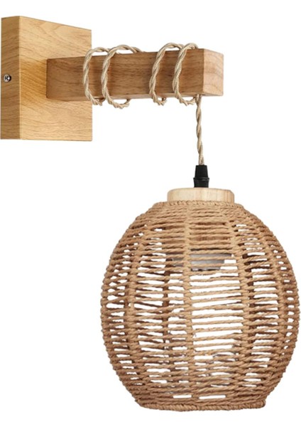Rattan Duvar Lambası Mutfak Adası Ahır Sundurma Yatak Odası Çatı Katı Duvar Işıkları (Yurt Dışından)