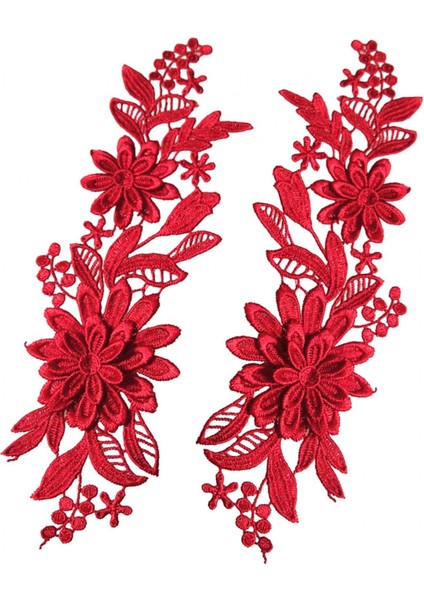 1 Çift Dantel Çiçek Aplike Dantel Kumaş Süsler Elbise Gelin Elbise Kot Kırmızı (Yurt Dışından) fiyatları