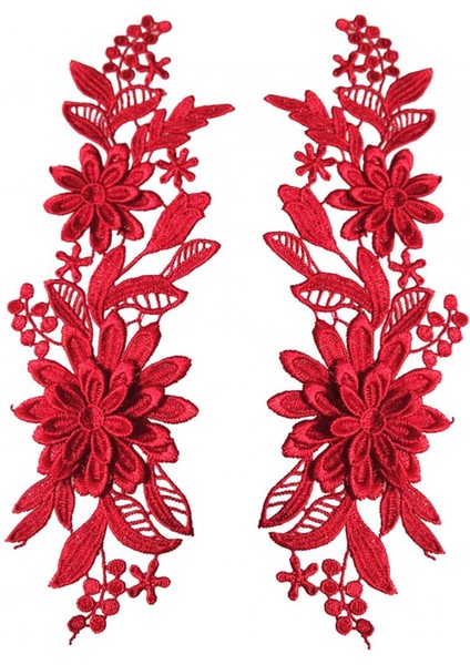 1 Çift Dantel Çiçek Aplike Dantel Kumaş Süsler Elbise Gelin Elbise Kot Kırmızı (Yurt Dışından) fırsatları