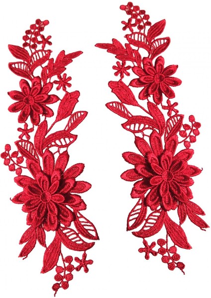 1 Çift Dantel Çiçek Aplike Dantel Kumaş Süsler Elbise Gelin Elbise Kot Kırmızı (Yurt Dışından) indirimleri