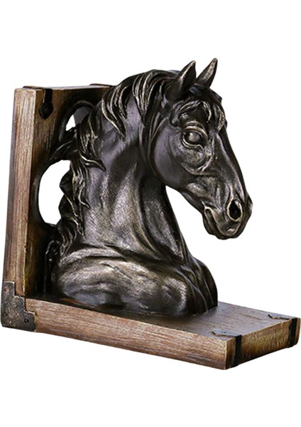 Kitaplık Ofisi Süslemesi Için Retro Style Horse Head Heykeli Heykelcik Kitaplığı (Yurt Dışından)