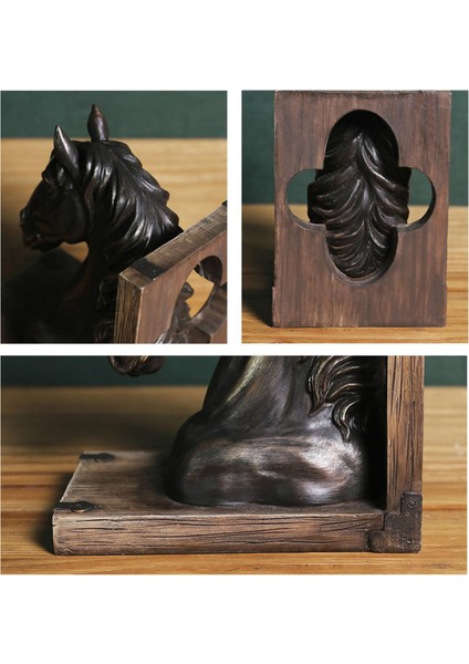 Kitaplık Ofisi Süslemesi Için Retro Style Horse Head Heykeli Heykelcik Kitaplığı (Yurt Dışından) indirimleri