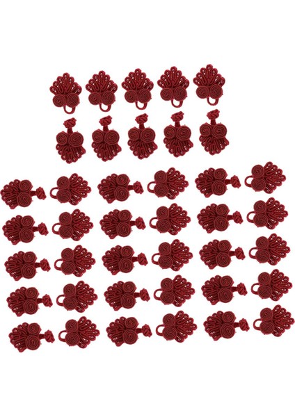 20 Takım Çin Düğüm Kurbağa Düğmeleri Boncuklu Giyim Tang Takım Dekorasyon Kırmızı (Yurt Dışından)