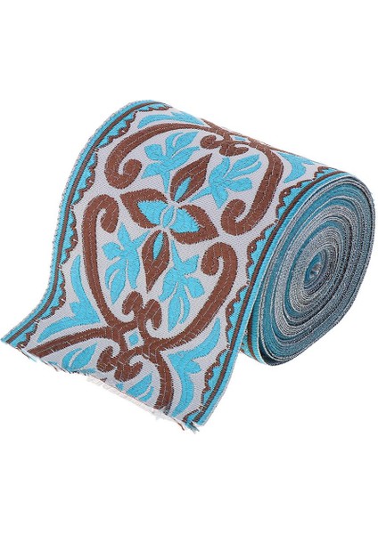 5 Metre Jakard Dokuma Dantel Nakış Giyim Şapkası Dekor 8cm Açık Mavi (Yurt Dışından)