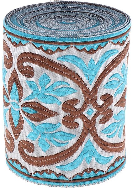 5 Metre Jakard Dokuma Dantel Nakış Giyim Şapkası Dekor 8cm Açık Mavi (Yurt Dışından) fiyatları