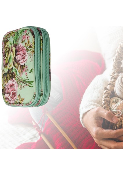 1 Boş Örgü Dairesel Çanta Depolama Ör Çift Fermuarlı Yeşil Şık (Yurt Dışından) modelleri