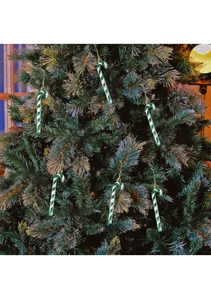 6x Noel Ağacı Şeker Kamışı Koltuk Değneği Dekorasyon Garland Yeşil Için Asılı Hediye Süsleme (Yurt Dışından)