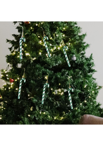 6x Noel Ağacı Şeker Kamışı Koltuk Değneği Dekorasyon Garland Yeşil Için Asılı Hediye Süsleme (Yurt Dışından)