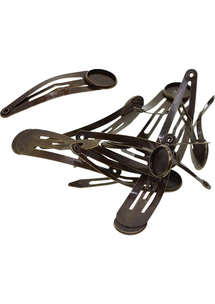 10 Metal Yapış Saç Klipleri Saç Tokaları Yuvarlak 12MM (Yurt Dışından)