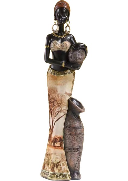 Afrikalı Kadın Heykelcik Raf Dekoru Şö Için El Yapımı El I (Yurt Dışından)