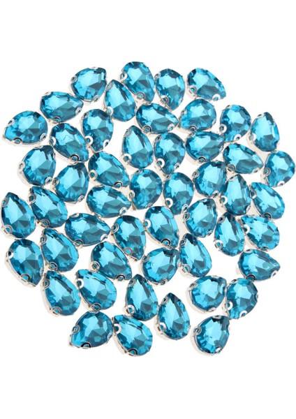 50 Parça Kristal Rhinestones Flatback Boncuk Süsler Giyim Azure Dikiş (Yurt Dışından)