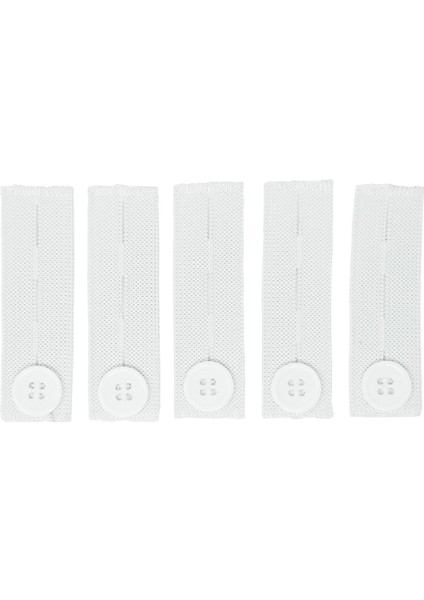 5 Adet Yüksek Elastik Bel Genişletici Ayarlanabilir Pantolon Düğmesi Fit 3 Delik Beyaz (Yurt Dışından)