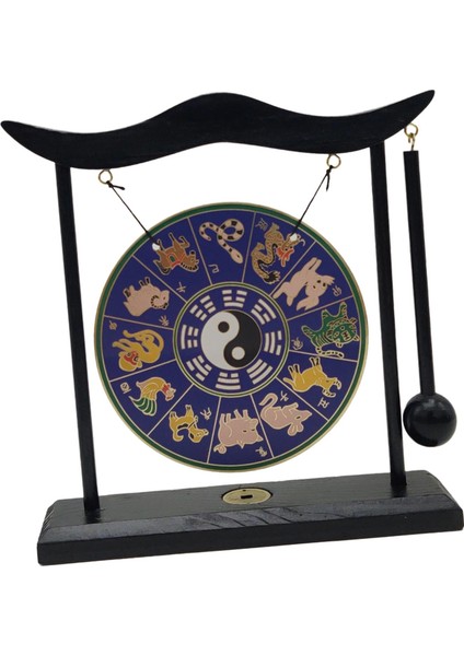 Gong Süsleme Pirinç Feng Shui Masaüstü Gong Rüzgar Gongları Çin Gong Çan F (Yurt Dışından)