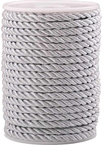 6mm 20 Yarda Bükülmüş Kordon Dekoratif Halat Iplik Ipi Ipek Ipler Saten Parlak Argent (Yurt Dışından)