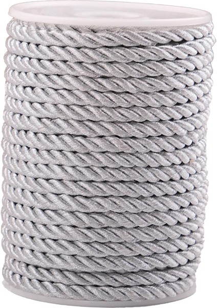 6mm 20 Yarda Bükülmüş Kordon Dekoratif Halat Iplik Ipi Ipek Ipler Saten Parlak Argent (Yurt Dışından)