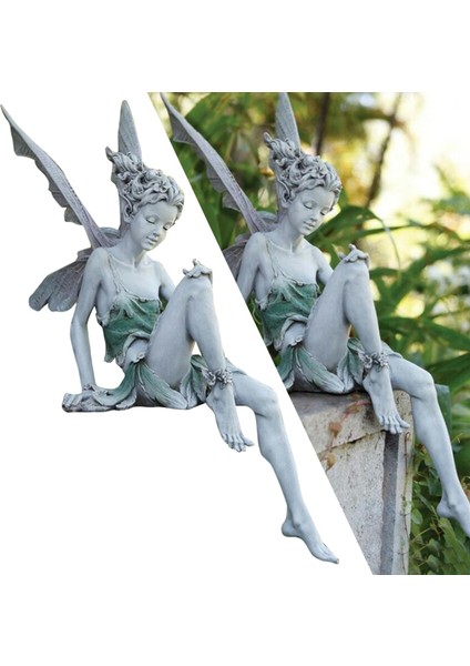 Reçine Bahçesi Peri Heykeli Çeşme Ledge Heykel Heykel Süsleme Gri (Yurt Dışından) fırsatları