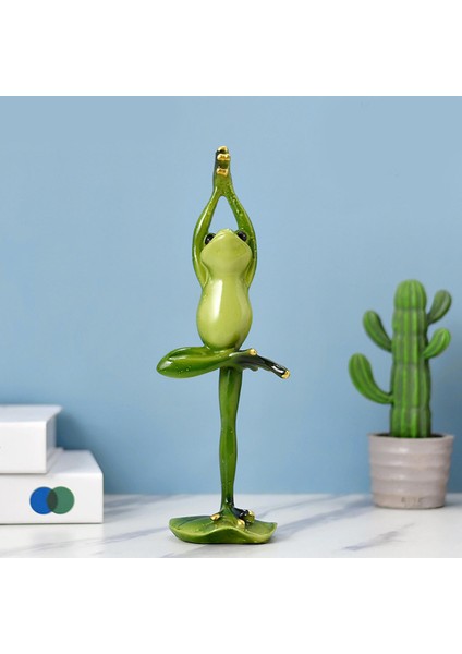 Reçine Yoga Kurbağa Figürleri Yeşil El Sanatları Ev Ağı (Yurt Dışından) modelleri