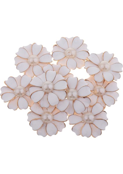 10 Adet Inci Taklidi Çiçek Düğmesi Kristal Flatback Takı Diy Süsler Beyaz + Inci (Yurt Dışından) fiyatları