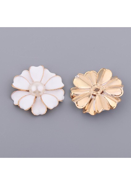 10 Adet Inci Taklidi Çiçek Düğmesi Kristal Flatback Takı Diy Süsler Beyaz + Inci (Yurt Dışından) fırsatları