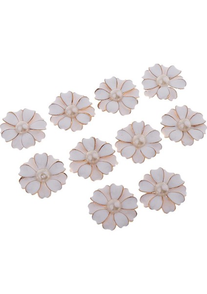 10 Adet Inci Taklidi Çiçek Düğmesi Kristal Flatback Takı Diy Süsler Beyaz + Inci (Yurt Dışından) indirimleri