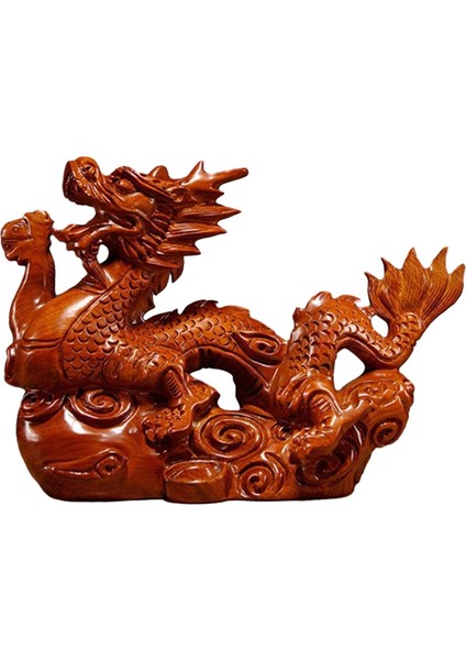 Ahşap Oyma Çin Yılı Heykelcik Fengshui Dekorasyon A (Yurt Dışından)