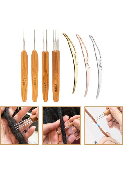 7 Pack Çelik Tığ Işi Kancalar Dreadlock Aracı Korku Bakımı 0.5/0.75MM Kanca 7pcs Tığ Işi Seti 0,5 Mm, 0.75MM (Yurt Dışından) fiyatları