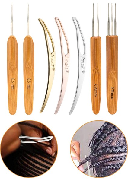 7 Pack Çelik Tığ Işi Kancalar Dreadlock Aracı Korku Bakımı 0.5/0.75MM Kanca 7pcs Tığ Işi Seti 0,5 Mm, 0.75MM (Yurt Dışından) modelleri