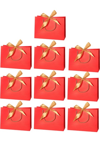 10 Parti Hediye Çantası Kalınlaşğıt Alışveriş Çantası Goodie Çanta Düğün Için Kırmızı M (Yurt Dışından)