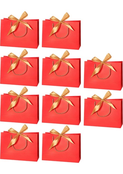 10 Parti Hediye Çantası Kalınlaşğıt Alışveriş Çantası Goodie Çanta Düğün Için Kırmızı M (Yurt Dışından) fiyatları