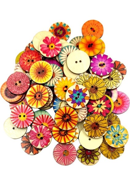 100 Adet Ahşap Düğmeler 2 Delik Dekoratif Yuvarlak Düğme Dıy 15/20MM (Yurt Dışından)