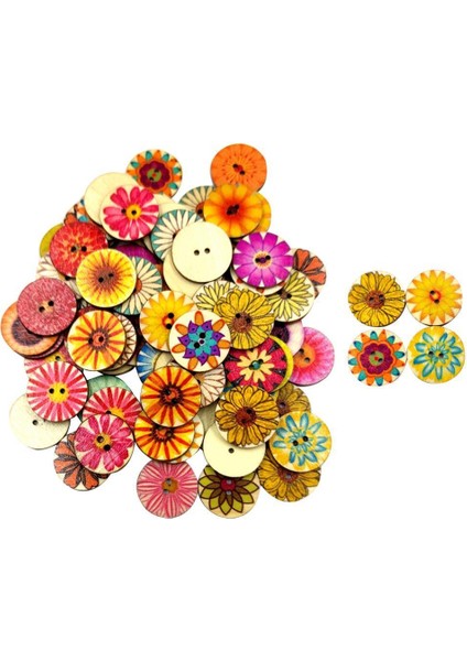 100 Adet Ahşap Düğmeler 2 Delik Dekoratif Yuvarlak Düğme Dıy 15/20MM (Yurt Dışından)
